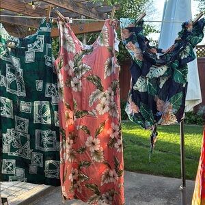 Floral Pink and Green Dresses with Tropical Print